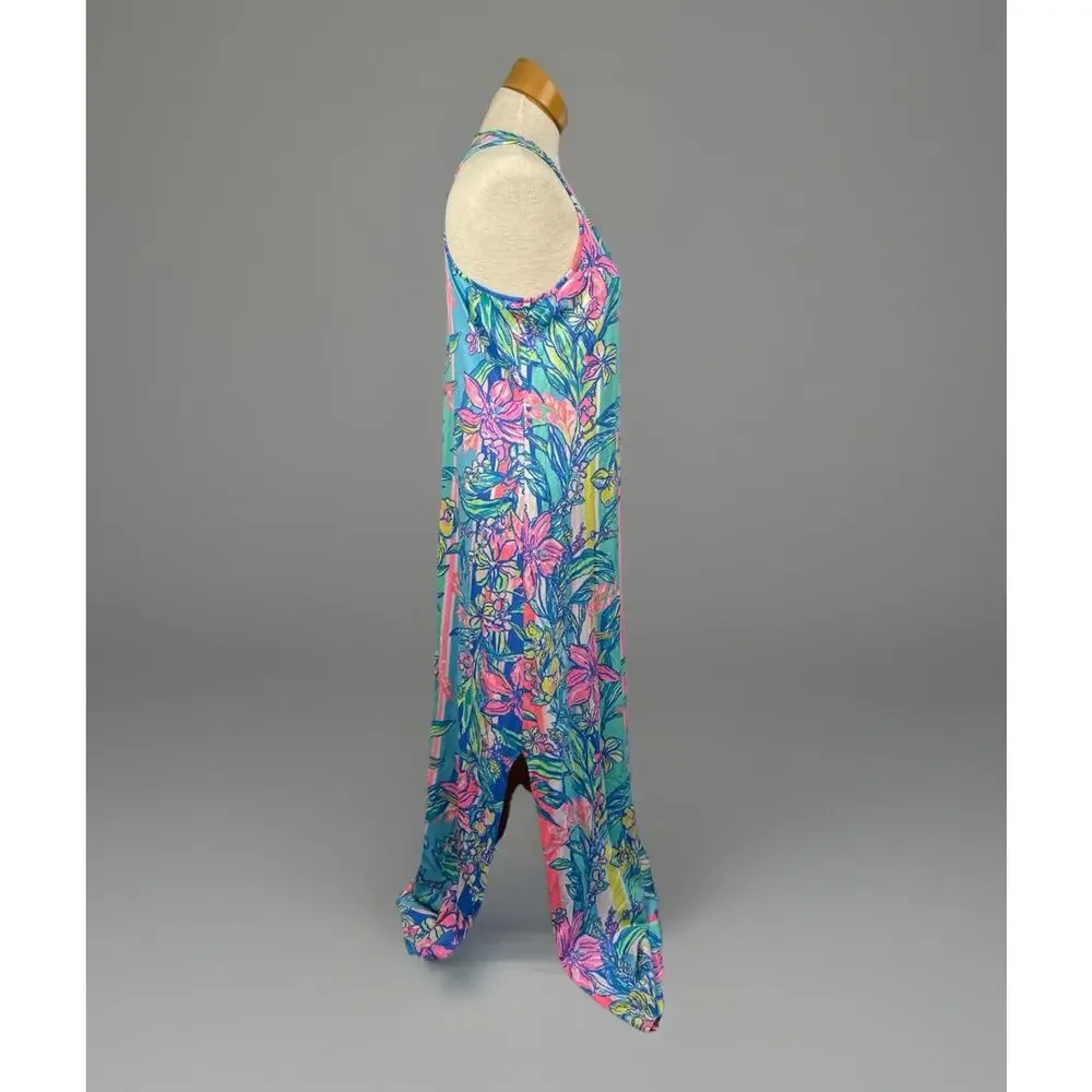Lilly Pulitzer Kerri Maxi Dress Easy Tiger Floral Print Womens Small Sleeveless - Picture 5 of 10
